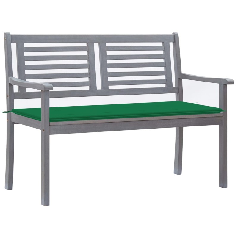 vidaXL Banco de jardín 2 plazas madera eucalipto gris y cojín 120 cm vidaXL Banco de jardín 2 plazas madera eucalipto gris y cojín 120 cm