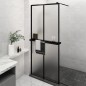 vidaXL Mampara ducha con estante vidrio ESG y aluminio negro 100x195cm vidaXL Mampara ducha con estante vidrio ESG y aluminio negro 100x195cm