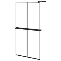 vidaXL Mampara ducha con estante vidrio ESG y aluminio negro 100x195cm