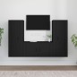 vidaXL Set de muebles para TV 3 piezas madera contrachapada negro