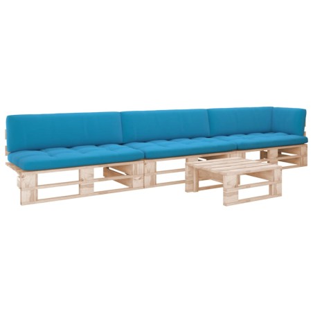 vidaXL Muebles de palets 4 pzas y cojines madera pino impregnada