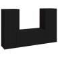 vidaXL Set de muebles para TV 3 piezas madera contrachapada negro