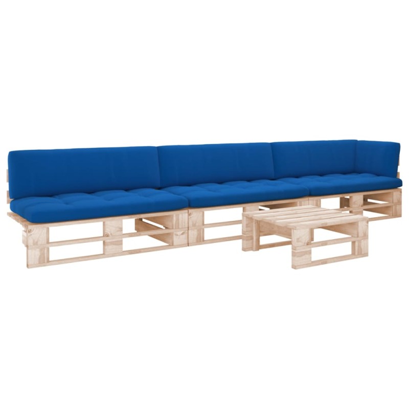 vidaXL Muebles de palets 4 pzas y cojines madera pino impregnada vidaXL Muebles de palets 4 pzas y cojines madera pino impregnada