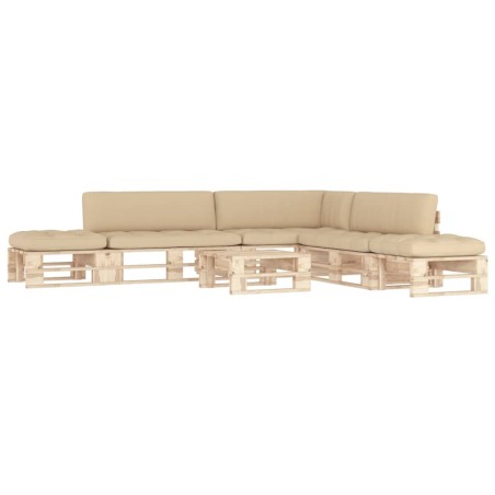 vidaXL Muebles de palets 6 pzas y cojines madera pino impregnada