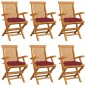 vidaXL Sillas de jardín 6 uds madera teca con cojines rojo tinto vidaXL Sillas de jardín 6 uds madera teca con cojines rojo tinto