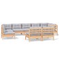 vidaXL Juego de muebles de jardín 9 pzas y cojines madera maciza pino vidaXL Juego de muebles de jardín 9 pzas y cojines madera maciza pino