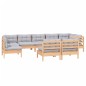 vidaXL Juego de muebles de jardín 9 pzas y cojines madera maciza pino vidaXL Juego de muebles de jardín 9 pzas y cojines madera maciza pino