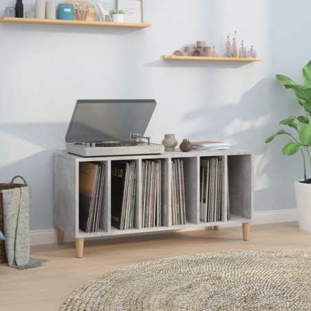 vidaXL Mueble discos madera contrachapada gris hormigón 100x38x48 cm