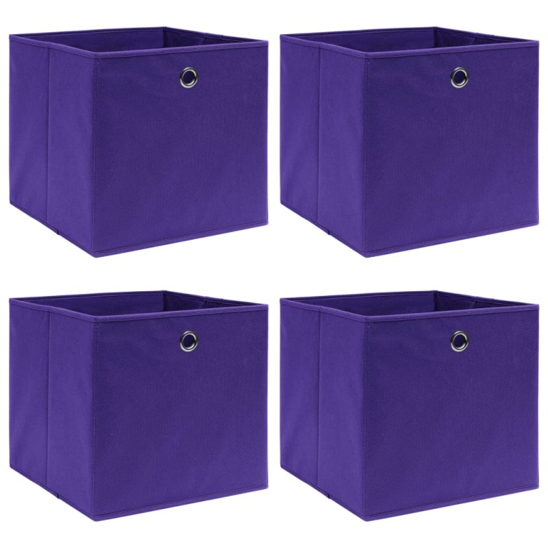 vidaXL Cajas de almacenaje 4 uds tela morado 32x32x32 cm vidaXL Cajas de almacenaje 4 uds tela morado 32x32x32 cm