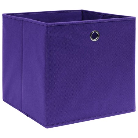 vidaXL Cajas de almacenaje 4 uds tela morado 32x32x32 cm