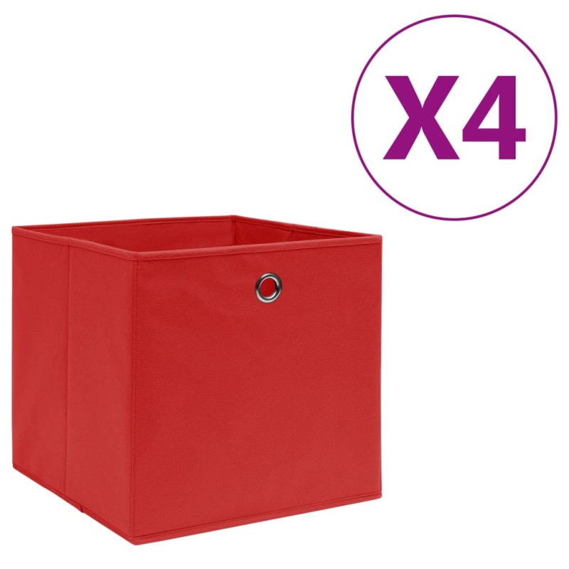 vidaXL Cajas de almacenaje 4 uds tela no tejida rojo 28x28x28 cm vidaXL Cajas de almacenaje 4 uds tela no tejida rojo 28x28x28 cm