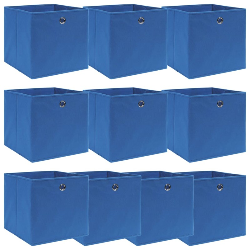 vidaXL Cajas de almacenaje 10 uds tela azul 32x32x32 cm vidaXL Cajas de almacenaje 10 uds tela azul 32x32x32 cm