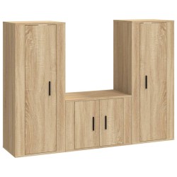 vidaXL Set de muebles para TV 3 pzas madera contrachapada roble sonoma