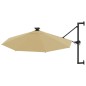 vidaXL Sombrilla de pared con LEDs y poste de metal 300 cm taupé vidaXL Sombrilla de pared con LEDs y poste de metal 300 cm taupé