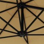 vidaXL Sombrilla de pared con LEDs y poste de metal 300 cm taupé vidaXL Sombrilla de pared con LEDs y poste de metal 300 cm taupé