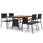 vidaXL Juego de comedor de jardín 5 piezas ratán sintético negro