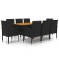 idaXL Juego de comedor de jardín 9 piezas ratán sintético negro idaXL Juego de comedor de jardín 9 piezas ratán sintético negro