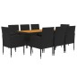 idaXL Juego de comedor de jardín 9 piezas ratán sintético negro idaXL Juego de comedor de jardín 9 piezas ratán sintético negro