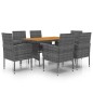 idaXL Juego de comedor de jardín 7 piezas ratán sintético gris idaXL Juego de comedor de jardín 7 piezas ratán sintético gris