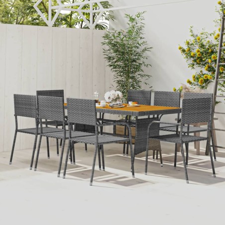 vidaXL Juego de comedor de jardín 9 piezas ratán sintético gris