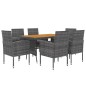 idaXL Juego de comedor de jardín 7 piezas ratán sintético gris idaXL Juego de comedor de jardín 7 piezas ratán sintético gris