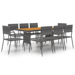 vidaXL Juego de comedor de jardín 9 piezas ratán sintético gris