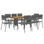 vidaXL Juego de comedor de jardín 9 piezas ratán sintético gris