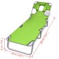 vidaXL Tumbona plegable de acero y cojín de cabeza acero verde manzana vidaXL Tumbona plegable de acero y cojín de cabeza acero verde manzana