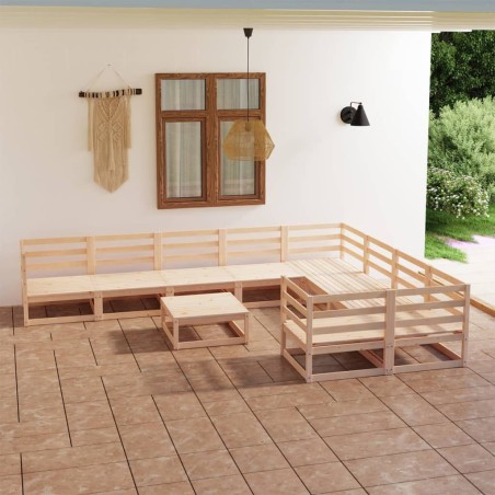 vidaXL Juego de muebles de jardín 10 piezas madera maciza de pino
