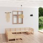 vidaXL Juego de muebles de jardín 11 piezas madera maciza de pino