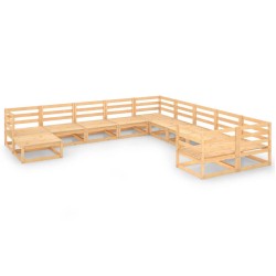 vidaXL Juego de muebles de jardín 11 piezas madera maciza de pino