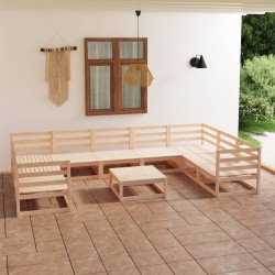 vidaXL Juego de muebles de jardín 10 piezas madera maciza de pino