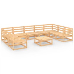 vidaXL Juego de muebles de jardín 10 piezas madera maciza de pino