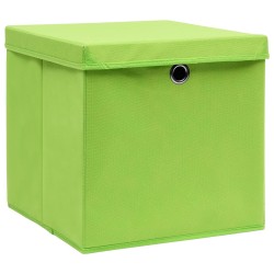 vidaXL Cajas de almacenaje con tapas 10 uds tela verde 32x32x32 cm