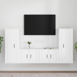 vidaXL Set de muebles para TV 4 piezas madera contrachapada blanco