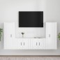 vidaXL Set de muebles para TV 4 piezas madera contrachapada blanco vidaXL Set de muebles para TV 4 piezas madera contrachapada blanco