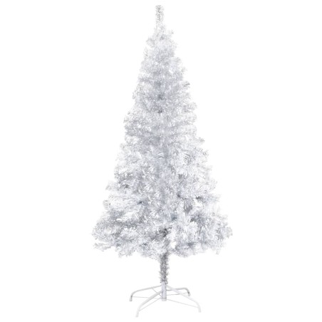 vidaXL Árbol de Navidad preiluminado con luces y bolas plateado 120 cm