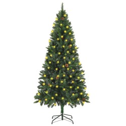 vidaXL Árbol de Navidad artificial iluminado con luces y piñas 180 cm