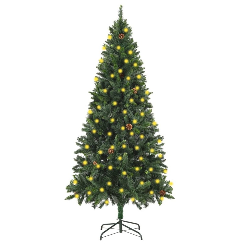 vidaXL Árbol de Navidad artificial iluminado con luces y piñas 180 cm vidaXL Árbol de Navidad artificial iluminado con luces y piñas 180 cm