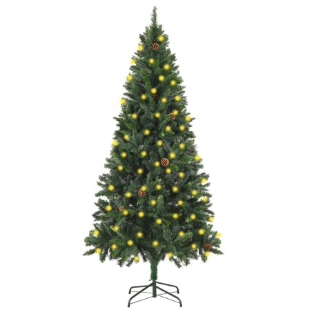 vidaXL Árbol de Navidad artificial iluminado con luces y piñas 180 cm