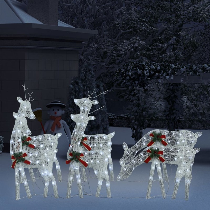vidaXL Renos de Navidad 6 piezas de malla blanca fría blanca vidaXL Renos de Navidad 6 piezas de malla blanca fría blanca