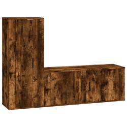 vidaXL Set de muebles de TV 2 pzas madera contrachapada roble ahumado
