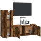 vidaXL Set de muebles de TV 2 pzas madera contrachapada roble ahumado