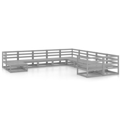 vidaXL Juego de muebles de jardín 11 piezas madera maciza de pino
