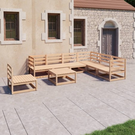 vidaXL Juego de muebles de jardín 8 piezas madera maciza de pino