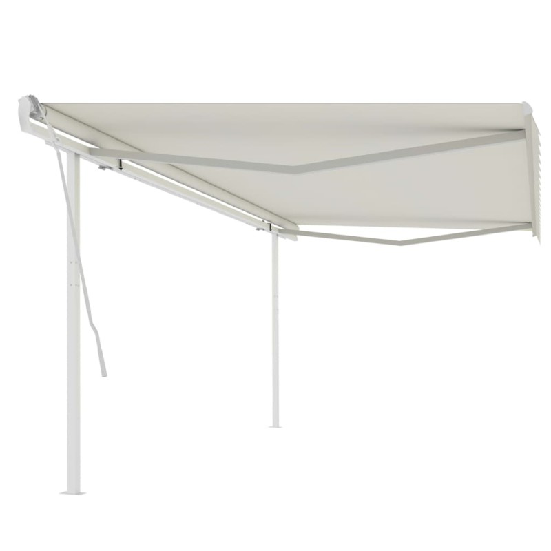 vidaXL Toldo manual retráctil con postes color crema 5x3 m vidaXL Toldo manual retráctil con postes color crema 5x3 m