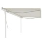 vidaXL Toldo manual retráctil con postes color crema 5x3 m vidaXL Toldo manual retráctil con postes color crema 5x3 m
