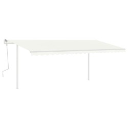 vidaXL Toldo manual retráctil con postes color crema 5x3 m