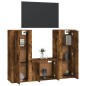 vidaXL Set de muebles de TV 3 pzas madera contrachapada roble ahumado vidaXL Set de muebles de TV 3 pzas madera contrachapada roble ahumado