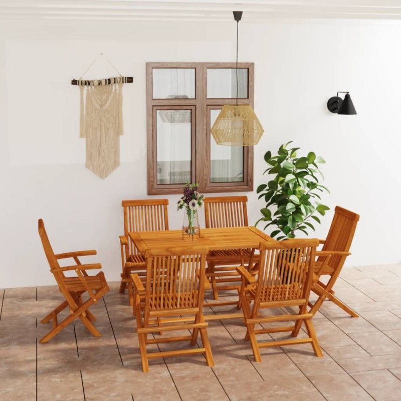 vidaXL Juego de comedor para jardín 7 piezas madera maciza teca vidaXL Juego de comedor para jardín 7 piezas madera maciza teca